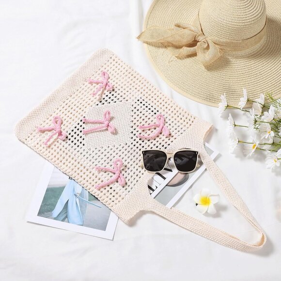 Women Pinkish Apricot Shoulder Shopping Handbag Casual Travel Tote Fold Able Bag - Picture 5 of 7